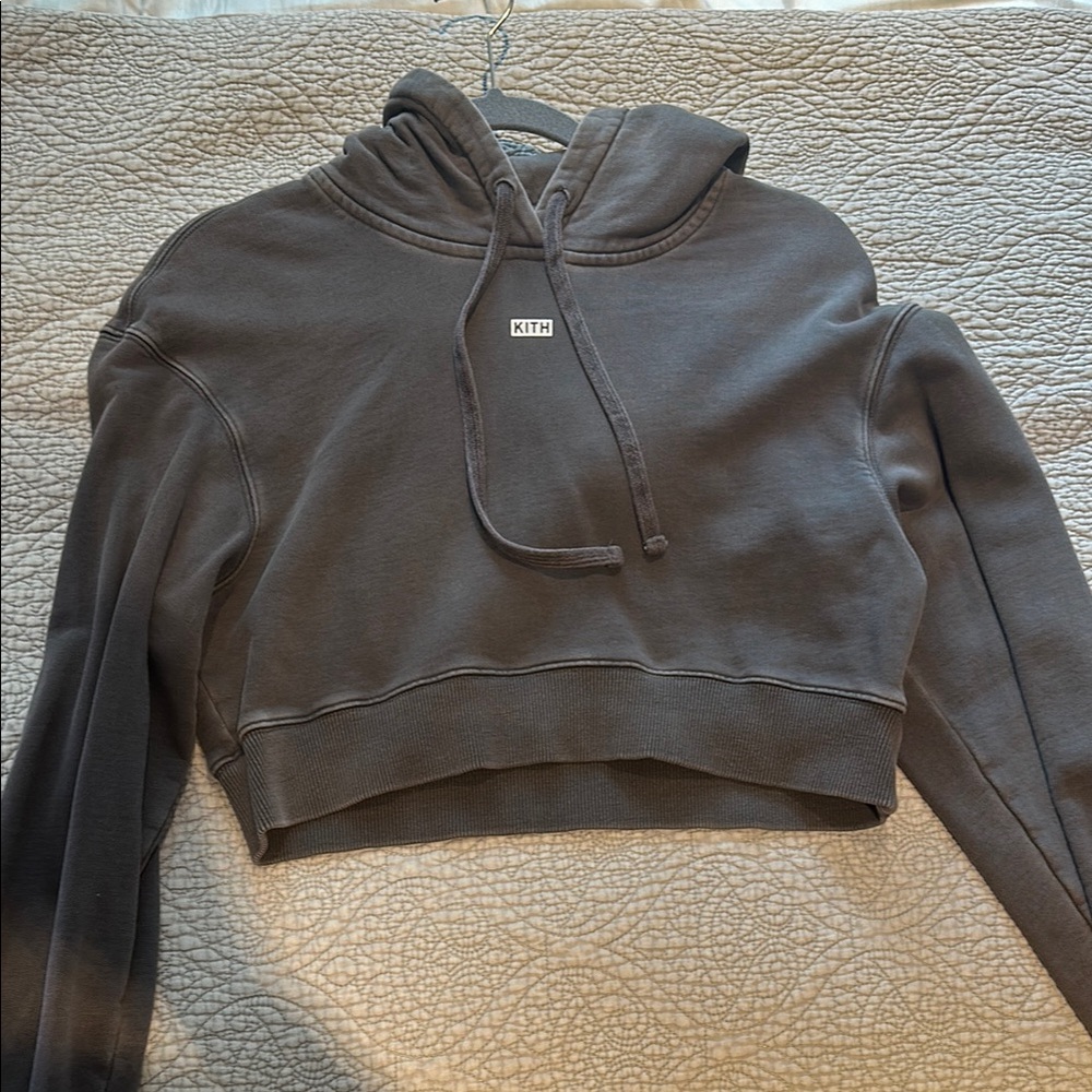 Kith Charcoal Cropped Long Sleeve Hoodie